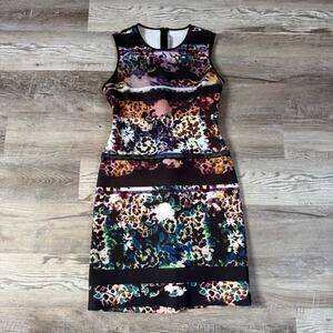 Clover Canyon Floral Designer Bodycon Sheath Dress Art to Wear Party Y2K Small